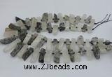 CTD3516 Top drilled 10*20mm - 12*40mm sticks black rutilated quartz beads