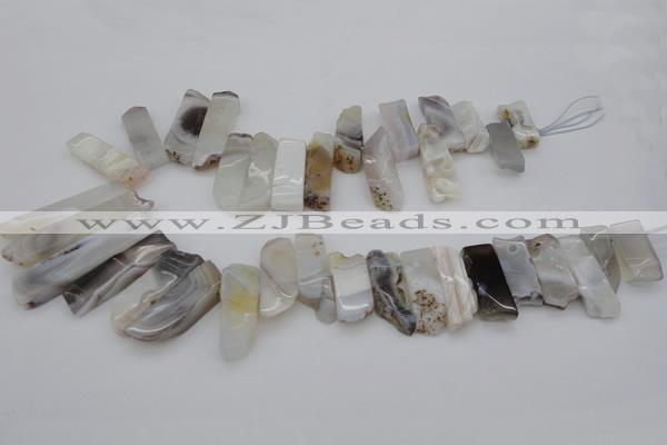 CTD353 Top drilled 10*28mm - 10*50mm wand botswana agate beads