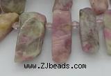 CTD3565 Top drilled 10*20mm - 12*35mm sticks pink tourmaline beads