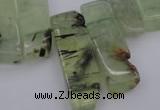 CTD357 Top drilled 10*25mm - 10*50mm wand green rutilated quartz beads