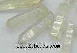 CTD3575 Top drilled 6*20mm - 8*45mm sticks plated white crystal beads