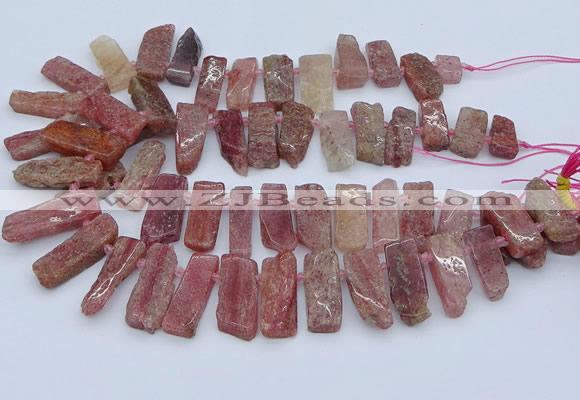 CTD3588 Top drilled 10*20mm - 12*40mm sticks strawberry quartz beads