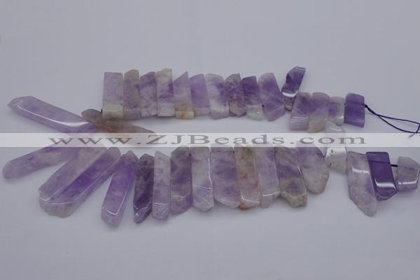 CTD362 Top drilled 10*28mm - 10*50mm wand lavender amethyst beads