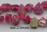 CTD3625 Top drilled 8*10mm - 10*14mm freeform pink tourmaline beads