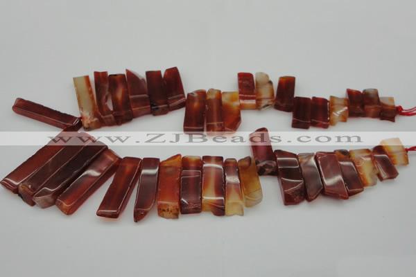 CTD363 Top drilled 10*28mm - 10*55mm wand red agate beads