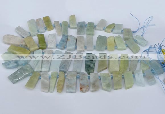 CTD3638 Top drilled 10*20mm - 12*40mm sticks aquamarine beads