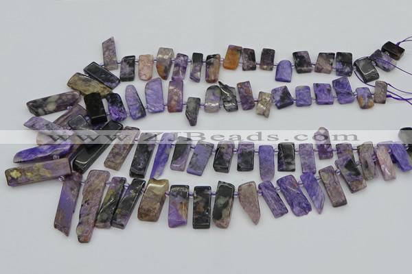 CTD3640 Top drilled 6*15mm - 10*35mm sticks charoite beads