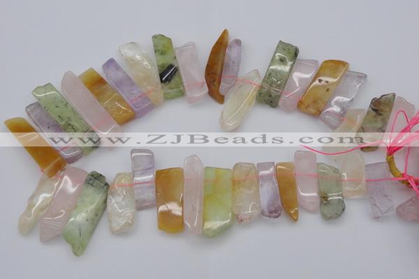 CTD367 Top drilled 10*25mm - 10*45mm wand multicolor quartz beads