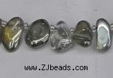 CTD3672 Top drilled 5*8mm - 10*14mm freeform plated white crystal beads