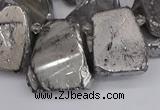 CTD3683 Top drilled 15*20mm - 25*30mm freeform plated white crystal beads