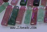 CTD3691 Top drilled 6*16mm - 8*40mm sticks mixed strawberry quartz beads