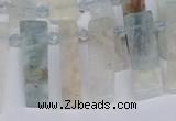 CTD3710 Top drilled 8*20mm - 10*35mm sticks aquamarine beads