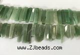 CTD3736 Top drilled 8*20mm - 10*50mm sticks green aventurine beads