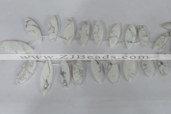 CTD38 Top drilled 10*32mm – 15*42mm marquise white howlite beads