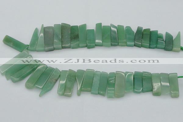 CTD386 Top drilled 10*20mm - 12*50mm wand green aventurine beads