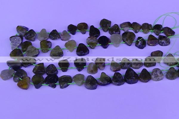 CTD3873 Top drilled 12*16mm - 15*20mm freeform green garnet beads