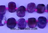 CTD3887 Top drilled 8*10mm - 10*14mm freeform pink tourmaline beads