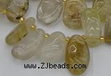 CTD449 Top drilled 10*14mm - 12*20mm freeform golden rutilated quartz beads