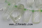 CTD454 15.5 inches 8*20mm - 15*38mm freeform green phantom quartz beads