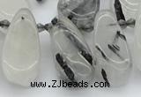 CTD483 Top drilled 10*22mm - 15*45mm freeform black rutilated quartz beads