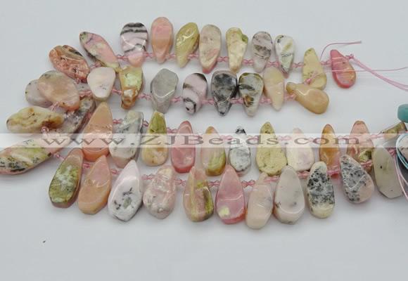 CTD486 Top drilled 10*22mm - 15*45mm freeform pink opal beads
