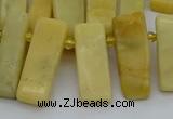 CTD498 Top drilled 10*25mm - 10*45mm sticks yellow jade beads