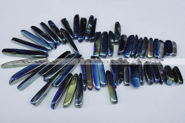 CTD528 Top drilled 10*25mm - 10*60mm wand plated agate beads