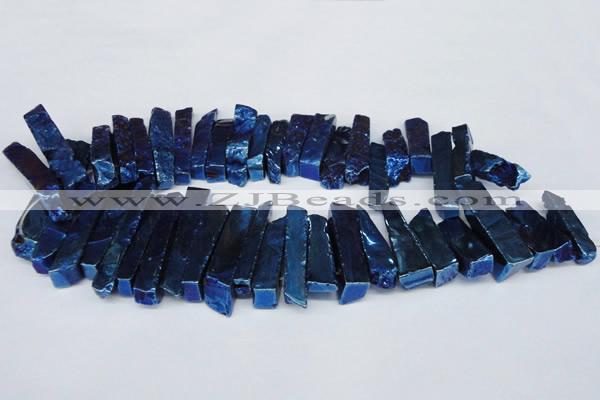 CTD538 Top drilled 10*30mm - 10*65mm wand plated agate beads