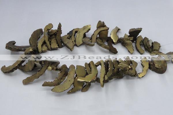 CTD564 Top drilled 10*20mm - 10*40mm freeform plated agate beads