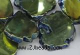 CTD573 Top drilled 20*30mm - 30*45mm freeform plated agate beads