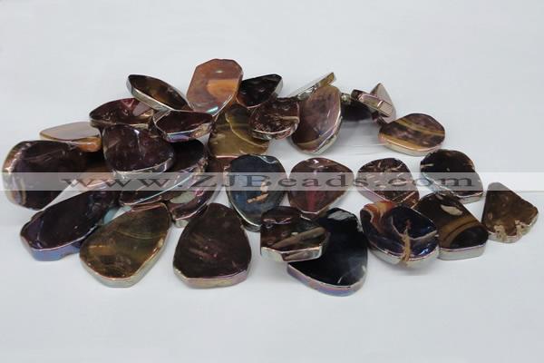 CTD574 Top drilled 20*30mm - 30*45mm freeform plated agate beads