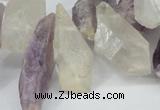 CTD621 12*22mm - 15*40mm nuggets amethyst & white crystal beads