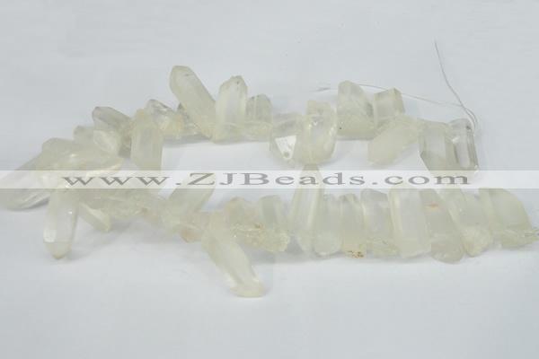 CTD625 Top drilled 10*25mm - 12*35mm faceted nuggets white crystal beads