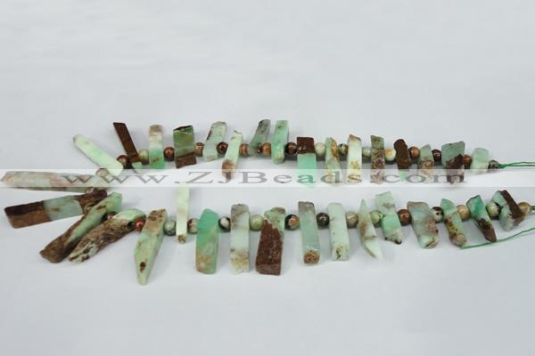 CTD639 Top drilled 8*20mm - 8*45mm wand australia chrysoprase beads