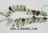 CTD640 Top drilled 10*25mm - 12*45mm wand australia chrysoprase beads
