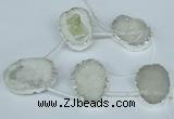 CTD767 30*35mm - 35*45mm freeform agate beads with brass setting