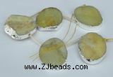 CTD768 30*35mm - 35*45mm freeform agate beads with brass setting