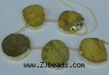 CTD769 30*35mm - 35*45mm freeform agate beads with brass setting