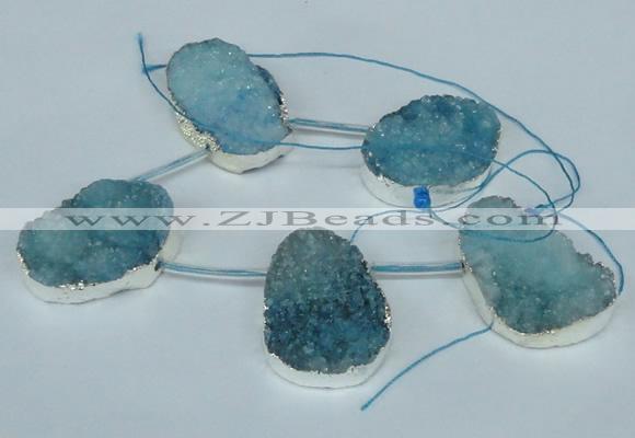CTD770 30*35mm - 35*45mm freeform agate beads with brass setting