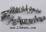 CTD783 Top drilled 8*18mm - 8*35mm nuggets plated quartz beads