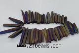 CTD834 15.5 inches 6*30mm - 8*65mm sticks plated agate beads