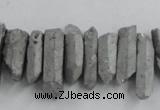 CTD910 Top drilled 5*15mm - 6*25mm wand plated quartz beads