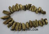 CTD924 Top drilled 15*20mm - 18*38mm wand plated quartz beads