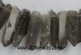 CTD927 Top drilled 6*18mm - 6*35mm wand smoky quartz beads