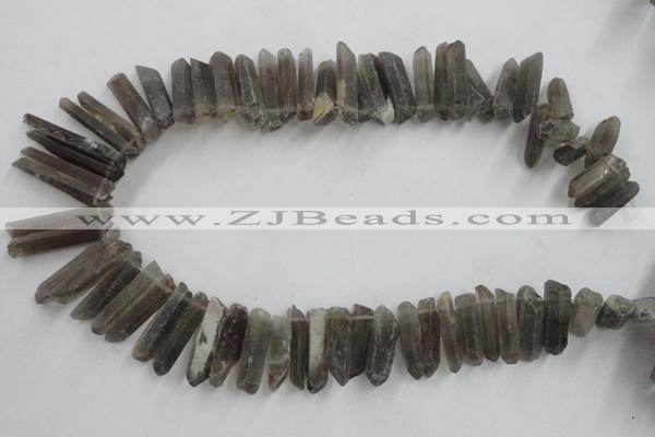 CTD927 Top drilled 6*18mm - 6*35mm wand smoky quartz beads