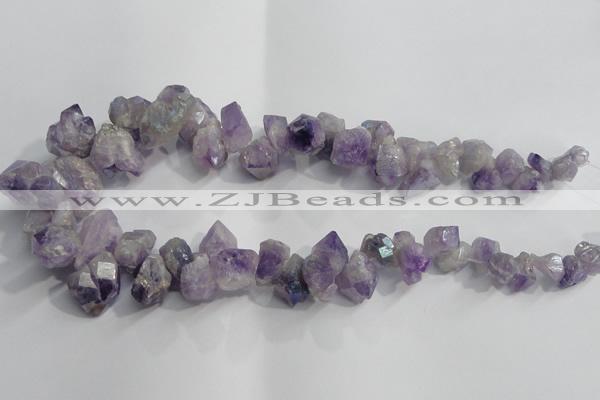 CTD952 Top drilled 8*12mm - 18*25mm faceted nuggets plated amethyst beads