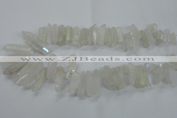 CTD957 Top drilled 8*20mm - 10*35mm nuggets AB-color white crystal beads