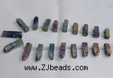 CTD985 Top drilled 8*25mm - 10*45mm sticks plated druzy amethyst beads