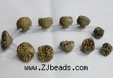 CTD994 Top drilled 12*15mm - 18*25mm nuggets plated druzy agate beads