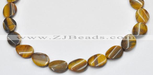 CTE04 twisted flat oval 15*20mm yellow tiger eye beads wholesale